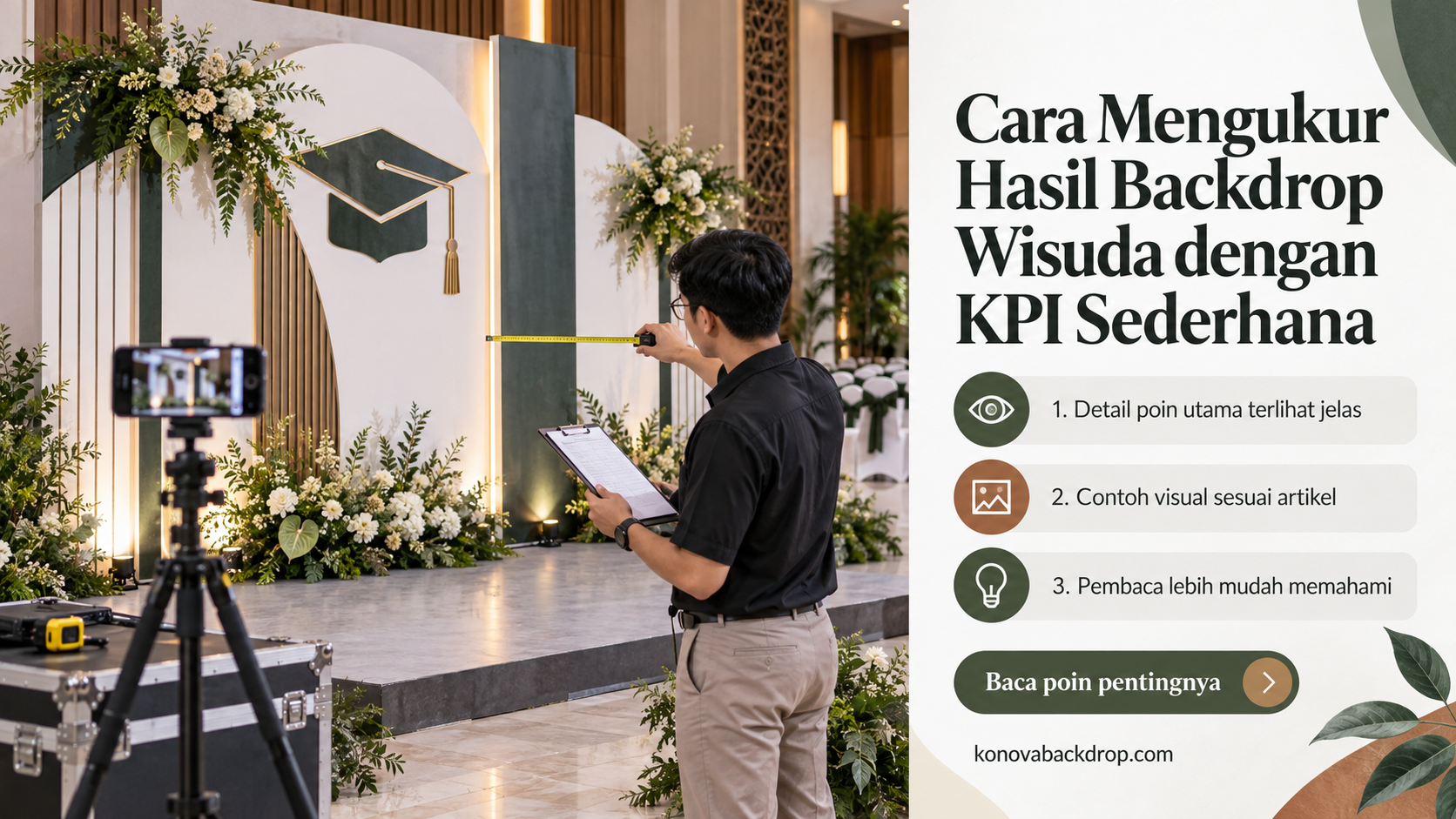 Ilustrasi backdrop pernikahan Semarang - Cara Mengukur Hasil Backdrop Wisuda dengan KPI Sederhana