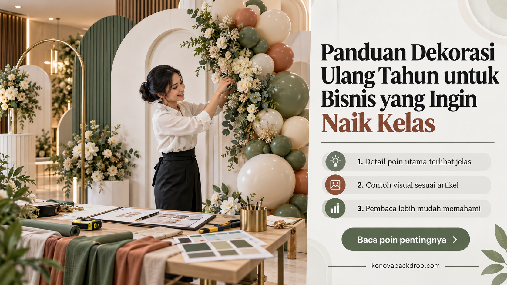 Ilustrasi backdrop pernikahan Semarang - Panduan Dekorasi Ulang Tahun untuk Bisnis yang Ingin Naik Kelas