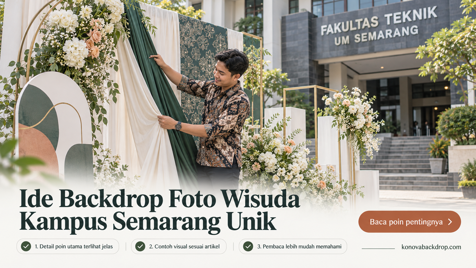 Ilustrasi backdrop pernikahan Semarang - Ide Backdrop Foto Wisuda Kampus Semarang Unik