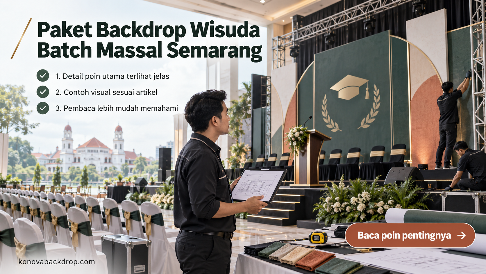 Ilustrasi backdrop pernikahan Semarang - Paket Backdrop Wisuda Batch Massal Semarang
