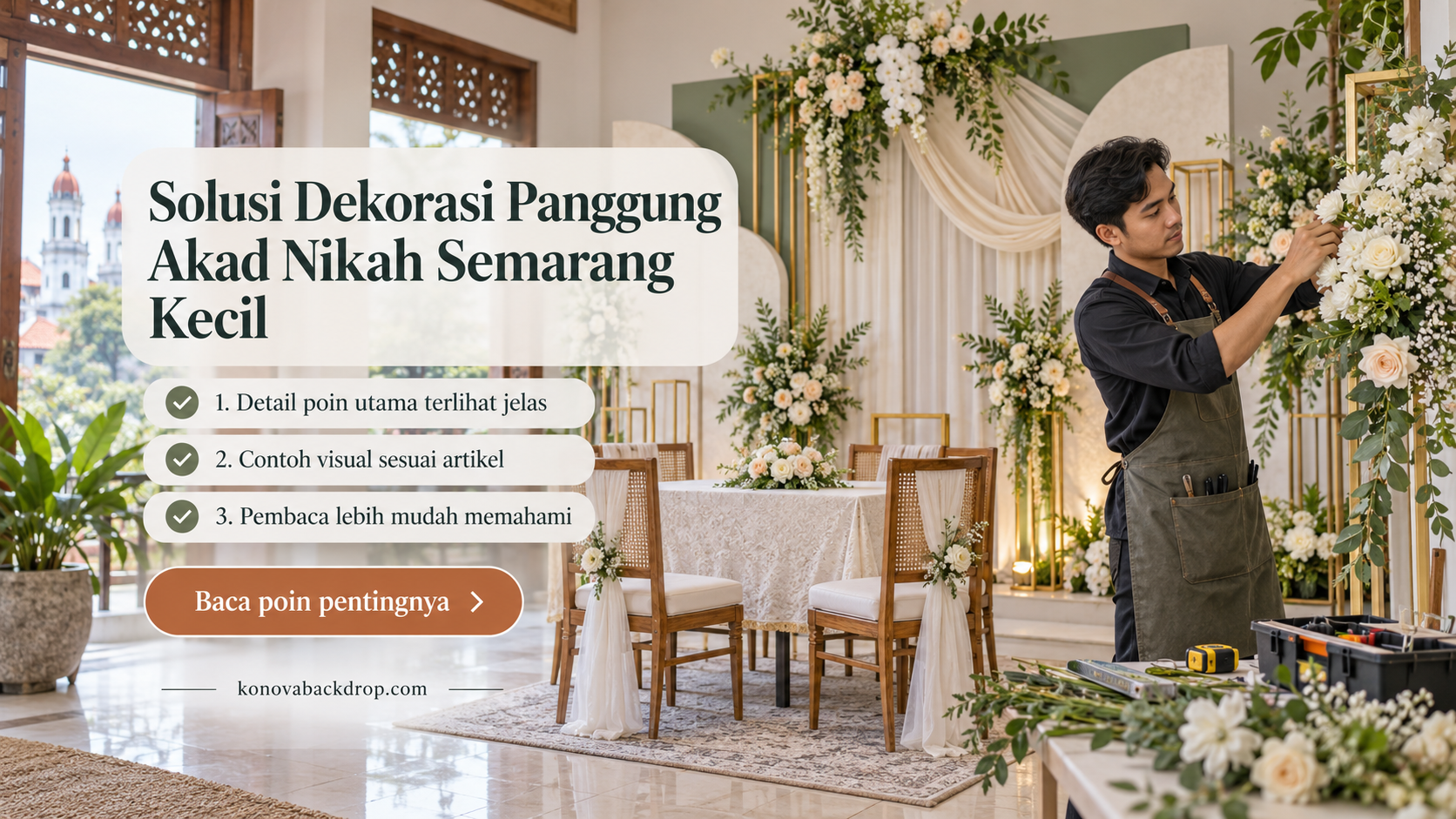 Ilustrasi backdrop pernikahan Semarang - Solusi Dekorasi Panggung Akad Nikah Semarang Kecil