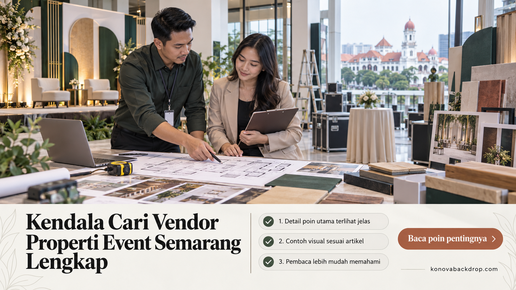 Ilustrasi backdrop pernikahan Semarang - Kendala Cari Vendor Properti Event Semarang Lengkap