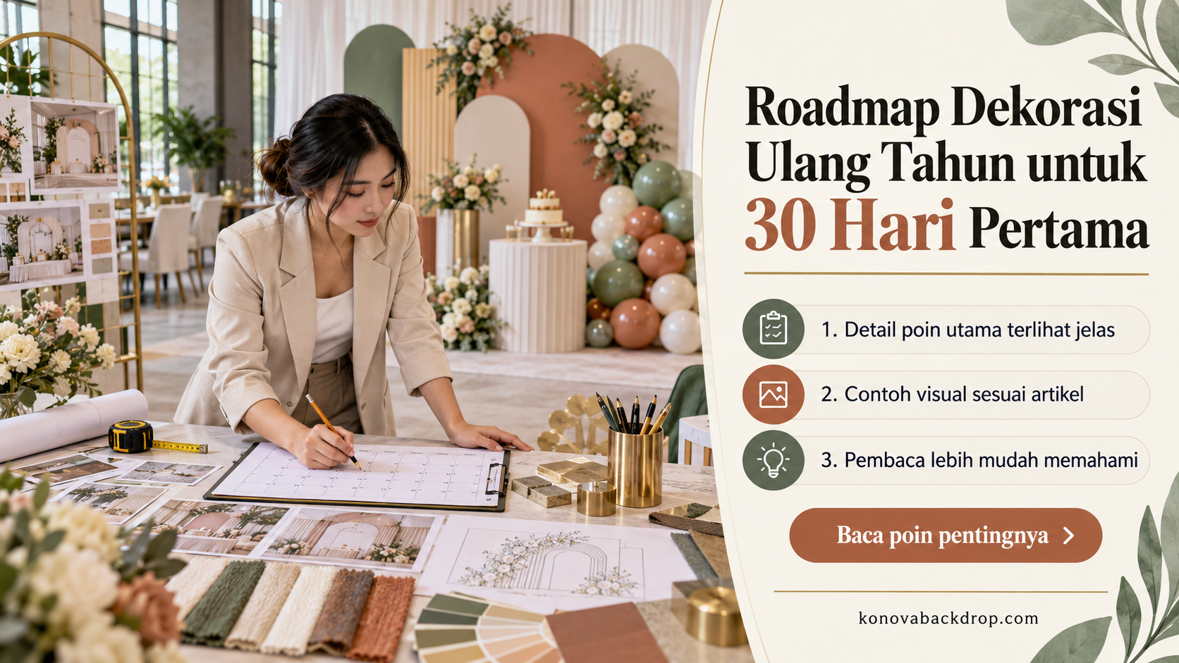Ilustrasi backdrop pernikahan Semarang - Roadmap Dekorasi Ulang Tahun untuk 30 Hari Pertama