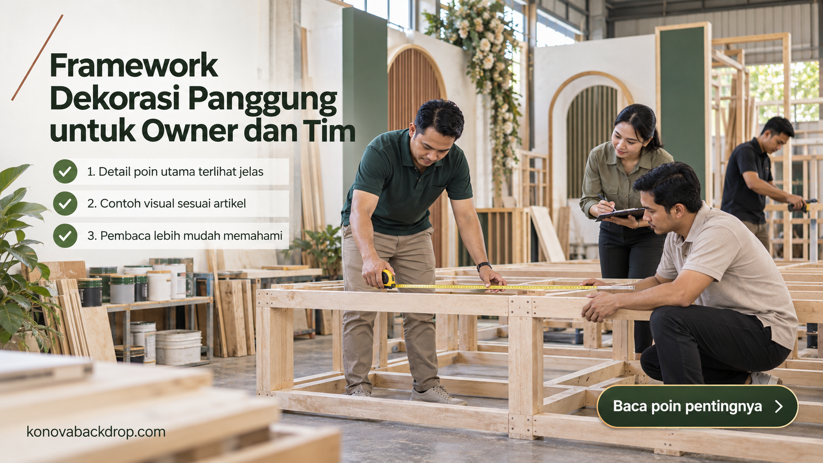 Ilustrasi backdrop pernikahan Semarang - Framework Dekorasi Panggung untuk Owner dan Tim