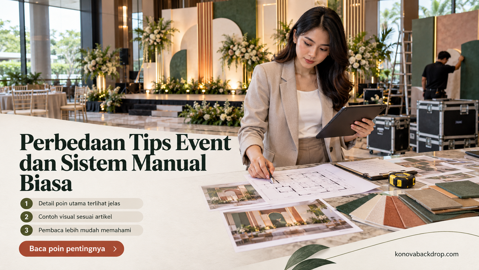Ilustrasi backdrop pernikahan Semarang - Perbedaan Tips Event dan Sistem Manual Biasa